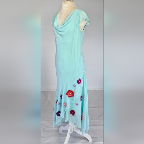Jessica Dresses & Skirts - Jessica Light Blue Asymmetrical Dress Size 14 Floral Appliqué Made in Canada